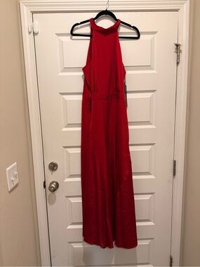 Red Halter Jumpsuit for Women - Sleek Evening Style